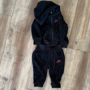 Nike Infant Black Tracksuit with Pink Logo